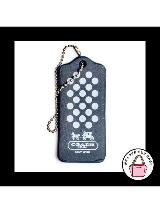 Coach Accessories - RARE COACH MAGNET Black White Polka Dot Leather Fob Bag Charm Keychain Hang Tag